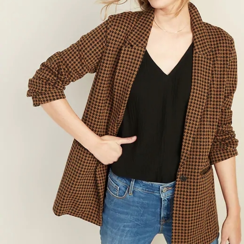 Old Navy Women's Brown Houndstooth Blazer